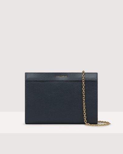 Coccinelle Grained Leather Clutch Bag Newdavy Small - Blue