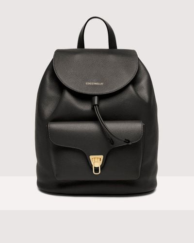 Coccinelle Grainy Leather Backpack Beat Soft - Black