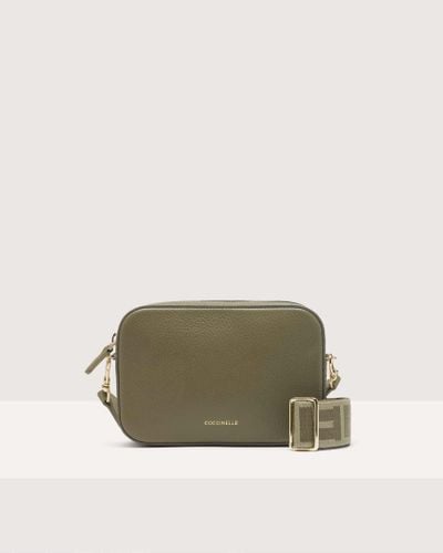 Coccinelle Grained Leather Crossbody Bag Tebe Small - Green