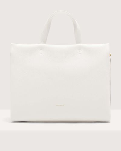 Coccinelle Grained Leather Handbag Boheme Large - White