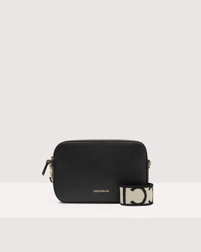 Coccinelle Grained Leather Crossbody Bag Tebe - Black
