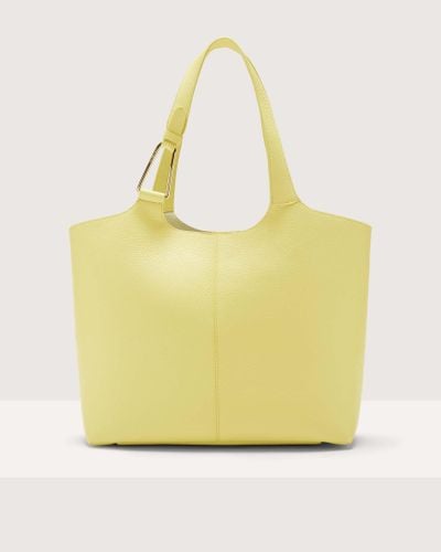 Coccinelle Grained Leather Tote Bag Brume Large - Yellow