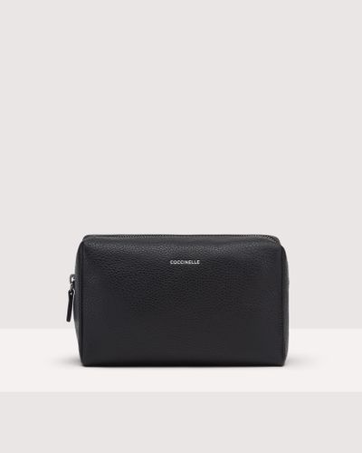 Coccinelle Grained Leather Beauty Case Smart To Go - Black