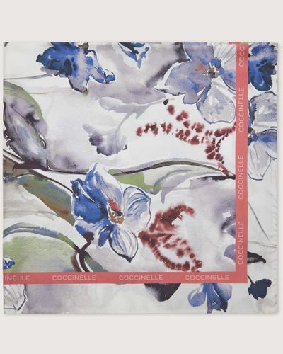 Coccinelle Foulard in Seta Water Flowers - Blu