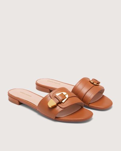 Coccinelle Smooth Leather Low-Heeled Sandals Magalù Smooth - Brown