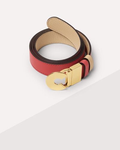 Coccinelle Grained Leather Belt Logo C Reversible - Multicolour