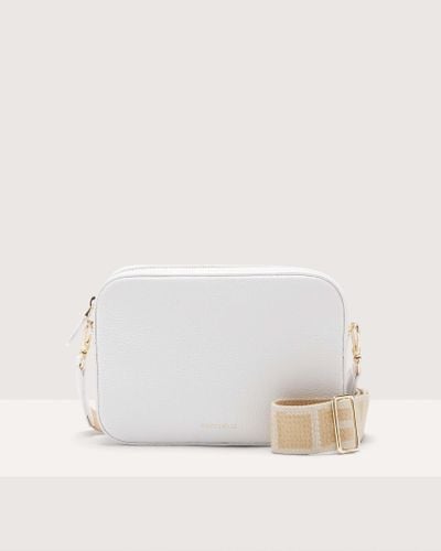 Coccinelle Grained Leather Crossbody Bag Tebe Medium - White
