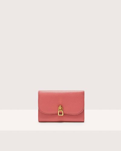 Coccinelle Medium Grained Leather Wallet Magie - Pink