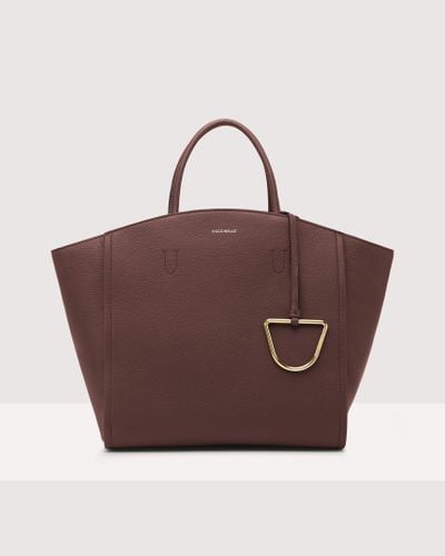 Coccinelle Grained Leather Handbag Narcisse Medium - Brown