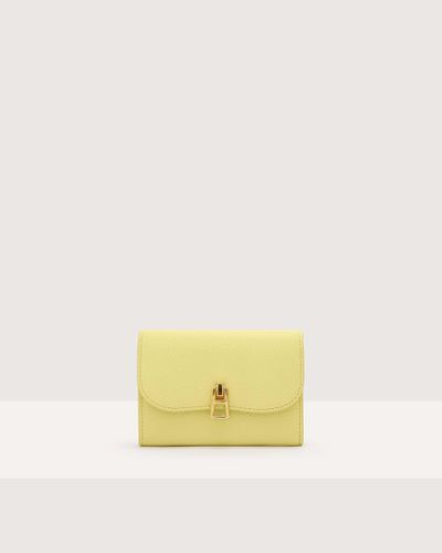 Coccinelle Medium Grained Leather Wallet Magie - Yellow