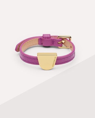 Coccinelle Grained Leather And Metal Bracelet Peggy - Pink