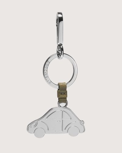 Coccinelle Leather And Metal Key Ring Basic Metal Nickel - White