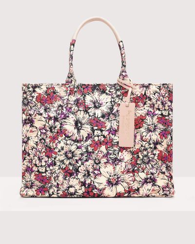 Coccinelle Floral Print Fabric Handbag Never Without Bag Cross Flower Print Medium - Pink
