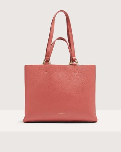 Coccinelle Grained Leather Handbag Hop On Medium - Pink
