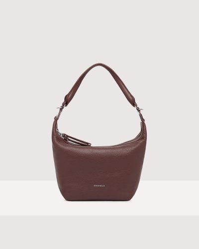 Coccinelle Grained Leather Shoulder Bag Mintha Mini - Brown