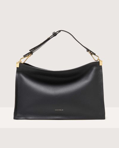 Coccinelle Two-Sided Leather Shoulder Bag Snip Medium - Black