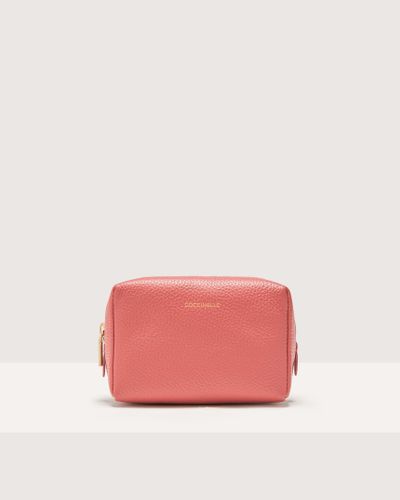 Coccinelle Grained Leather Make-Up Bag Trousse Maxi - Pink