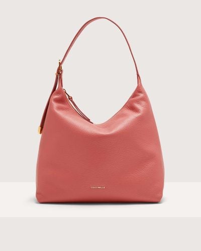 Coccinelle Grained Leather Shoulder Bag Gleen Medium - Red