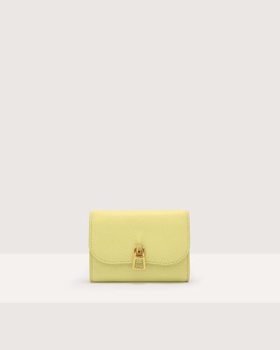 Coccinelle Small Grained Leather Wallet Magie - Yellow