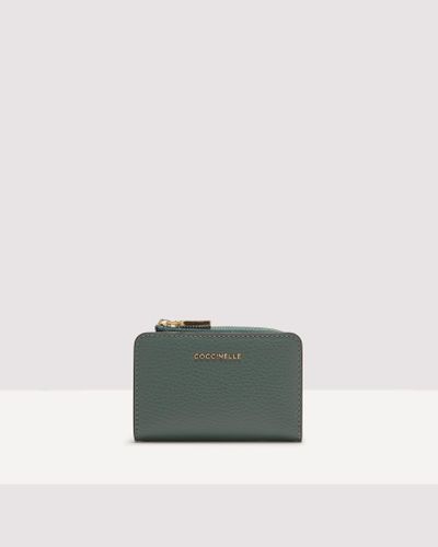 Coccinelle Grained Leather Card Holder Metallic Tricolor - Green