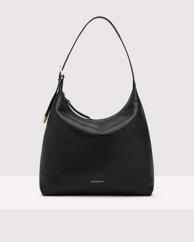 Coccinelle Grained Leather Shoulder Bag Gleen Medium - Black