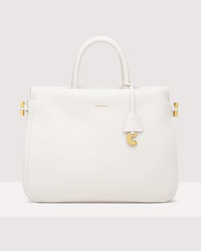 Coccinelle Grained Leather Handbag Medium - White