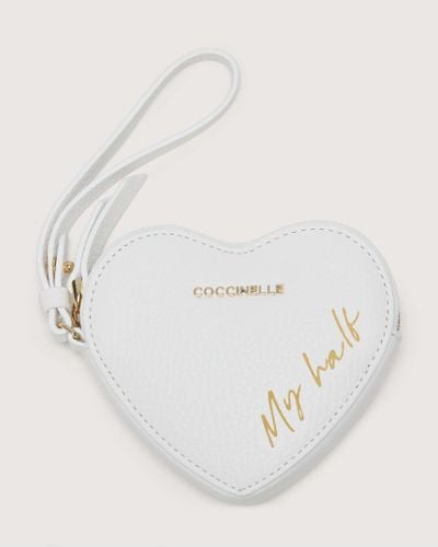 Coccinelle Grained Leather Coin Purse Valentine - White