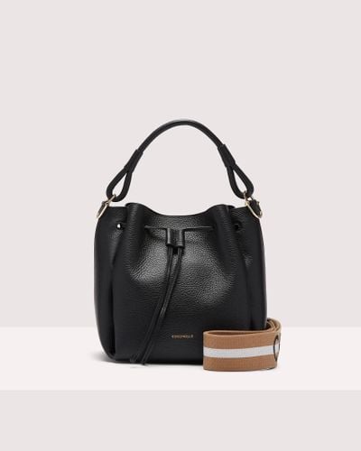 Coccinelle Grained Leather Bucket Bag Eclyps Small - Black
