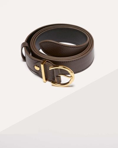 Coccinelle Grained Leather Belt Beth - Black