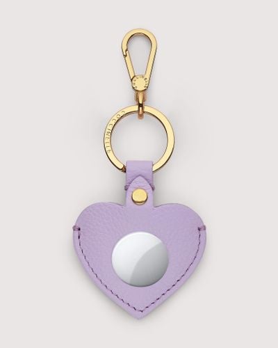 Coccinelle Leather And Metal Airtag Case Airtag Charm - Purple