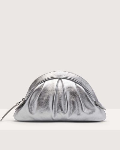 Coccinelle Smooth Leather Clutch Bag Cheek Smooth Medium - Grey