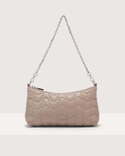 Coccinelle Smooth Quilted Leather Minibag Aura Matelassè - Gray