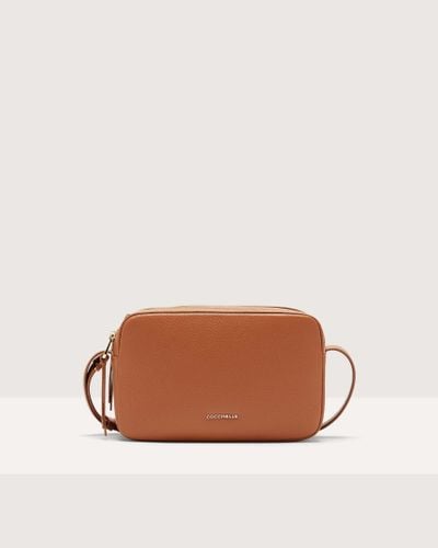 Coccinelle Grained Leather Crossbody Bag Gleen Small - Brown