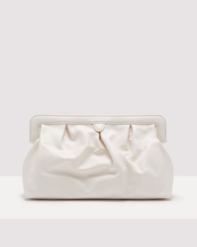 Coccinelle Smooth Leather Clutch Bag Diletta - White