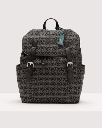 Coccinelle Rucksack aus Jacquard-Stoff mit Monogram-Muster Smart to go Monogram - Schwarz