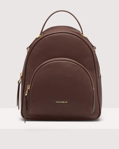 Coccinelle Grainy Leather Backpack Lea - Brown
