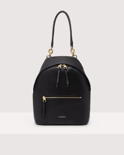 Coccinelle Grained Leather Backpack Maelody Medium - Black