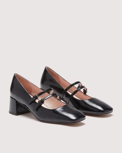 Coccinelle Brushed Leather Mary Jane Pumps Magalu Shiny - Black