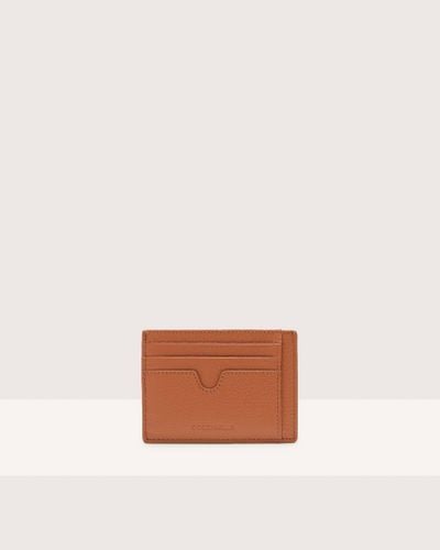 Coccinelle Grainy Leather Card Holder Smart To Go - Brown