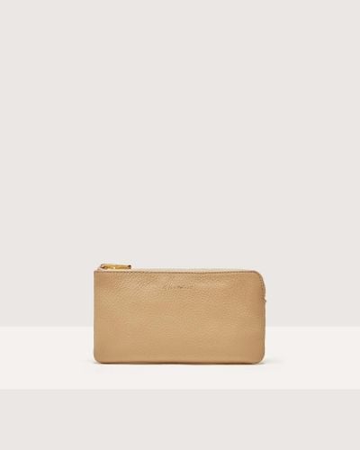 Coccinelle Grained Leather Pouch Alias Small - Natural
