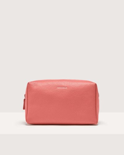 Coccinelle Grained Leather Beauty Case Smart To Go - Pink