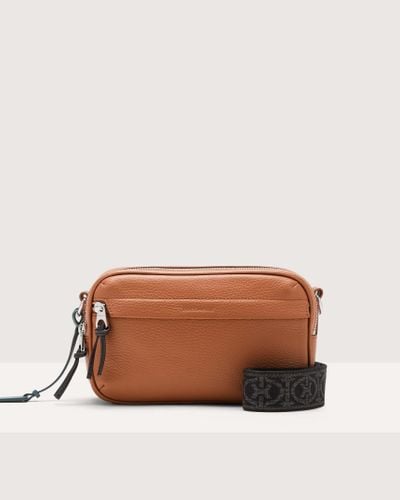 Coccinelle Grained Leather Crossbody Bag Smart To Go - Brown