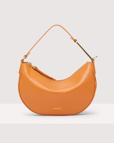 Coccinelle Grained Leather Shoulder Bag Priscilla Small - Orange