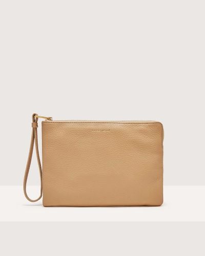 Coccinelle Grained Leather Pouch Alias Medium - Natural