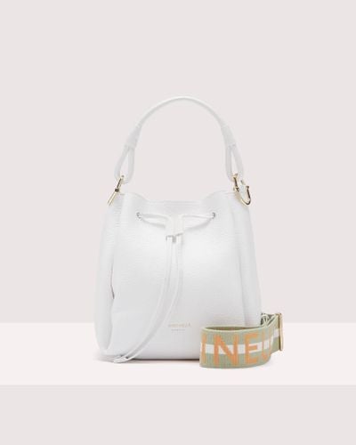 Coccinelle Grained Leather Bucket Bag Eclyps Small - White