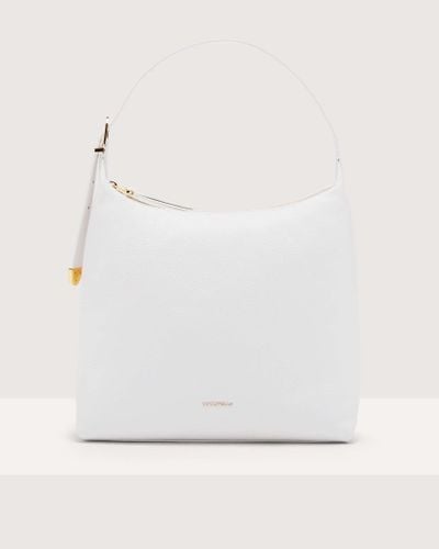 Coccinelle Grained Leather Shoulder Bag Gleen Medium - White