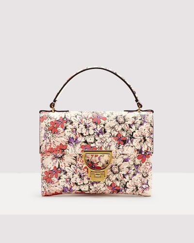 Coccinelle Floral Print Leather Clutch Bag Arlettis Flower Print Mini - Pink