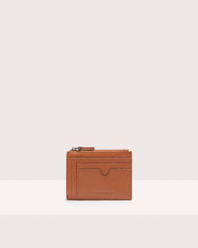 Coccinelle Grained Leather Card Holder Smart To Go - Brown