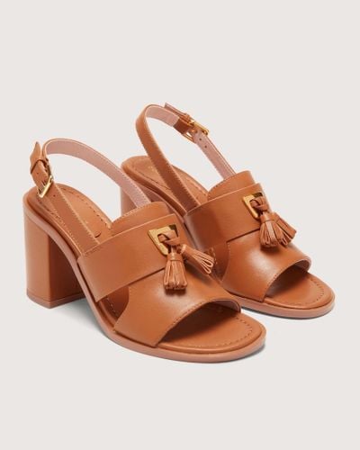 Coccinelle Smooth Leather Heeled Sandals Beat Selleria - Brown