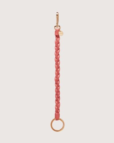 Coccinelle Leather And Metal Key Ring Bump - Pink
